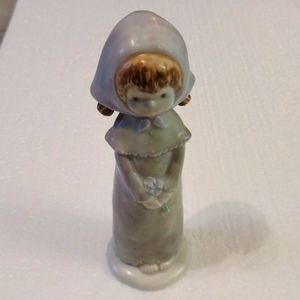 Enesco Kinka vintage 1988 little girl holding flowers figurine.